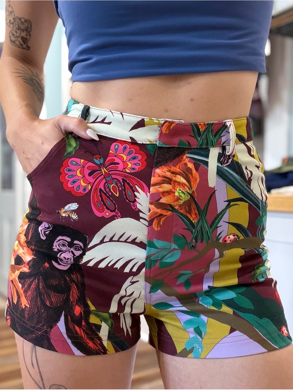 Rivir High-Waisted Jungle Printed Shorts